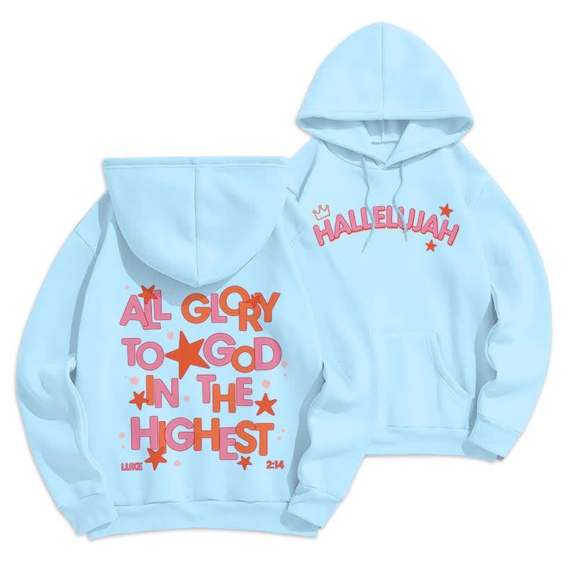 Christianartworkshop Hallelujah Crowned Stars Fleece Pullover Hoodie - Blue - 2XL - image 21