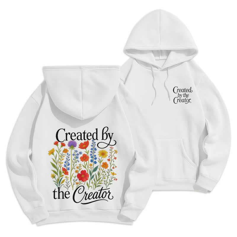Christianartworkshop Created By The Creator Floral Back Print Pullover Hoodie - White - 2XL - image 0