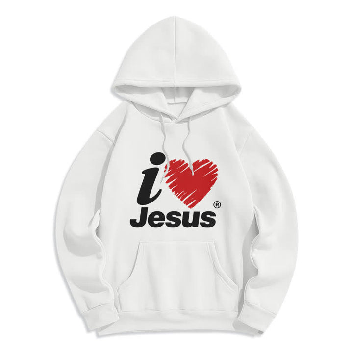 Christianartworkshop Jesus Heart Graffiti Fleece Lined Pullover Hoodie - White - 2XL - image 0