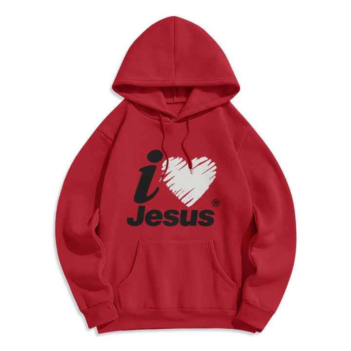 Christianartworkshop Jesus Heart Graffiti Fleece Lined Pullover Hoodie - Red - 2XL - image 3