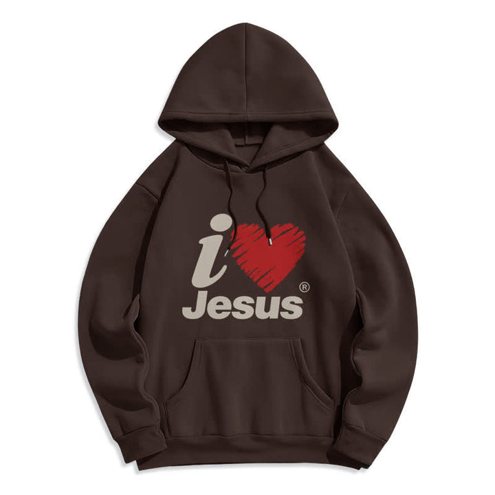 Christianartworkshop Jesus Heart Graffiti Fleece Lined Pullover Hoodie - Brown - 2XL - image 4