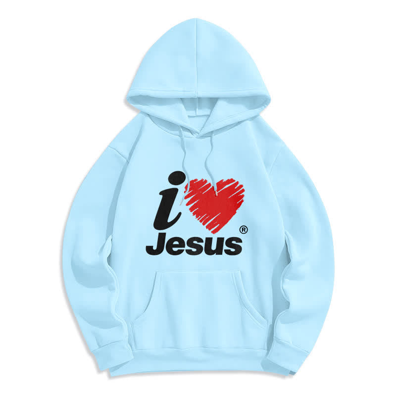 Christianartworkshop Jesus Heart Graffiti Fleece Lined Pullover Hoodie - Blue - 2XL - image 5