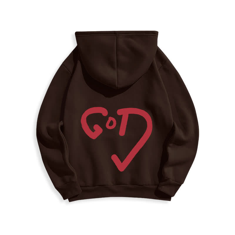 Christianartworkshop Faith Graffiti Red Cross Fleece Lined Pullover Hoodie - Brown - 2XL - image 10