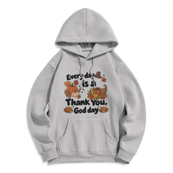 Christianartworkshop Thank You God Harvest Graphic Fleece Pullover Hoodie - Grey - 2XL - image 3