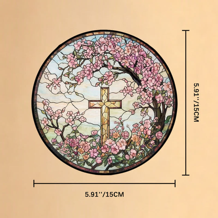 Christianartworkshop Floral Garden Cross Glass Suncatcher: Emblem Of Radiant Heavenly Blessings - 5.91''*5.91''*0.14''/15*15*0.35cm - image 7