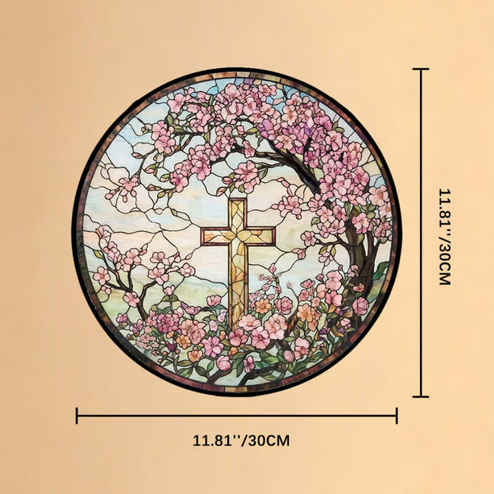 Christianartworkshop Floral Garden Cross Glass Suncatcher: Emblem Of Radiant Heavenly Blessings - 11.81''*11.81''*0.14''/30*30*0.35cm - image 10