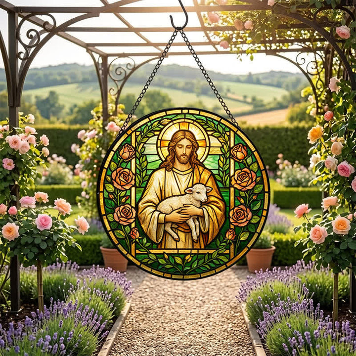 Christianartworkshop Good Shepherd Jesus Glass Suncatcher: Emblem Of Tender Heavenly Mercy - image 6