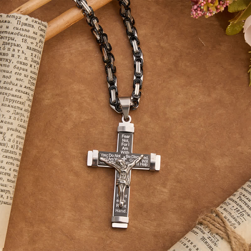 Christianartworkshop 3D Sculpted Stainless Crucifix Necklace: Symbol of Timeless Divine Promise - Black - King Chain - image 1