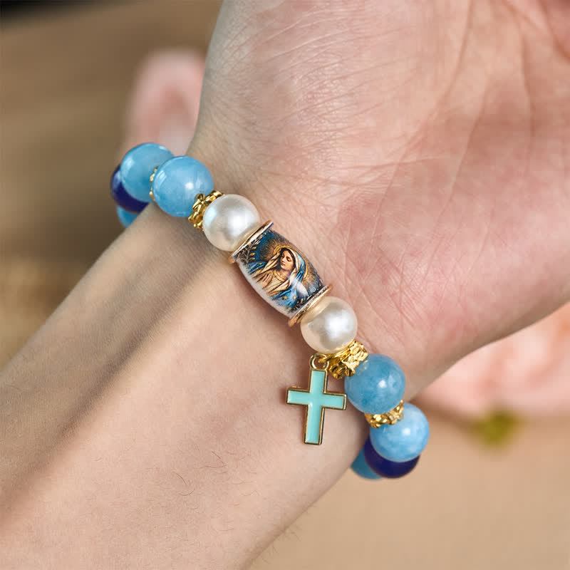Christianartworkshop Holy Icon Printed Alloy Charm Bead Bracelet: Bearer of Uplifting Sacred Serenity - image 7