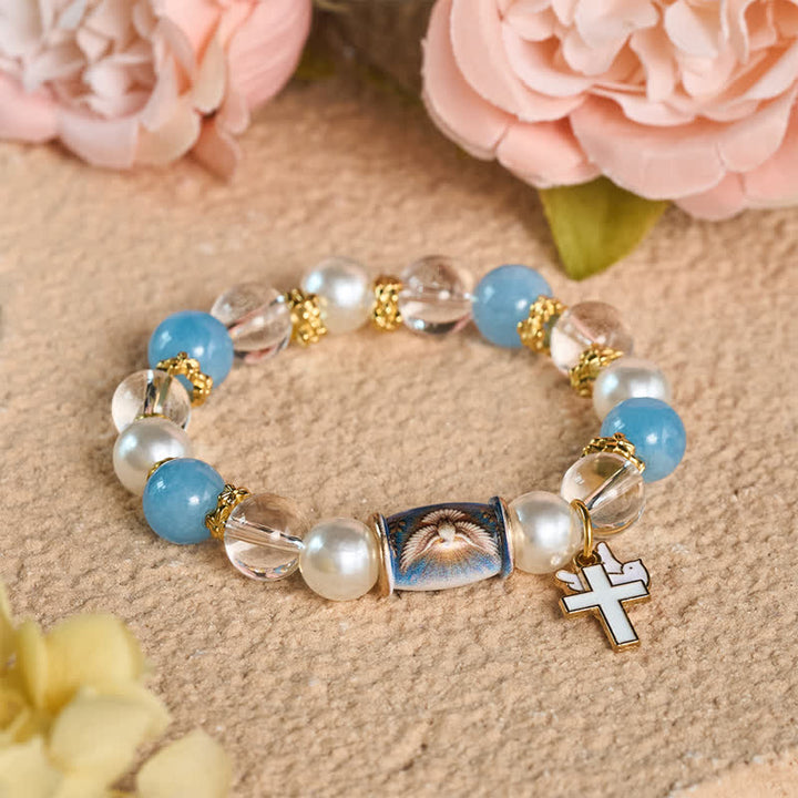 Christianartworkshop Holy Icon Printed Alloy Charm Bead Bracelet: Bearer of Uplifting Sacred Serenity - Holy Spirit - image 11