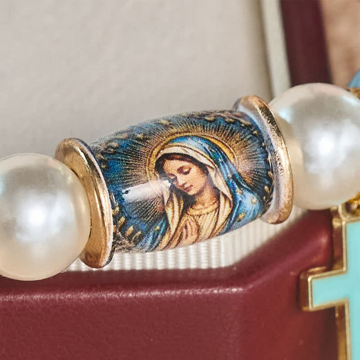 Christianartworkshop Holy Icon Printed Alloy Charm Bead Bracelet: Bearer of Uplifting Sacred Serenity - image 9