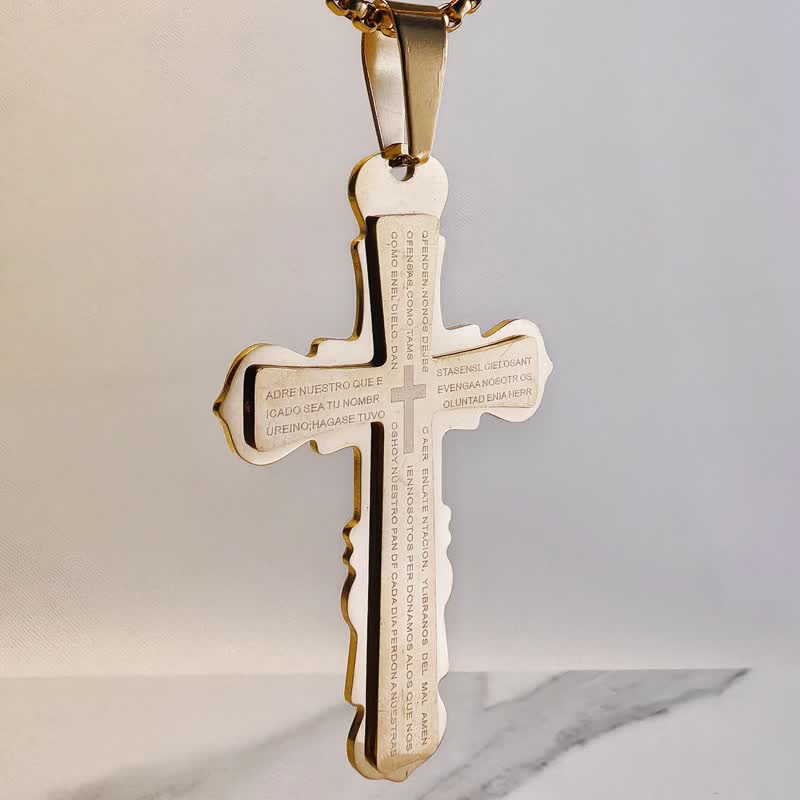 Christianartworkshop Dual‑Link Choice Spanish Verse Cross Necklace: Symbol of Gentle Celestial Shelter - image 10