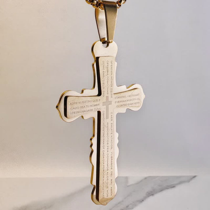 Christianartworkshop Dual‑Link Choice Spanish Verse Cross Necklace: Symbol of Gentle Celestial Shelter - image 10