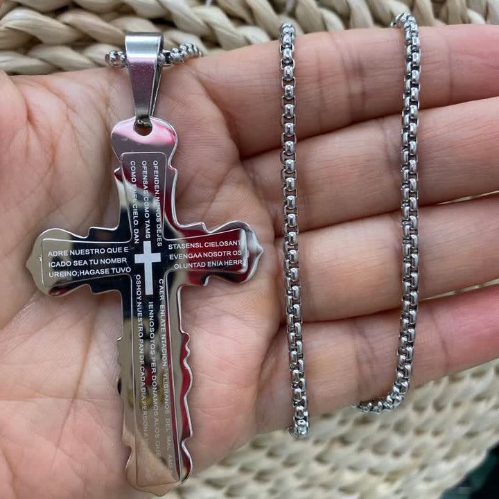 Christianartworkshop Dual‑Link Choice Spanish Verse Cross Necklace: Symbol of Gentle Celestial Shelter - image 9