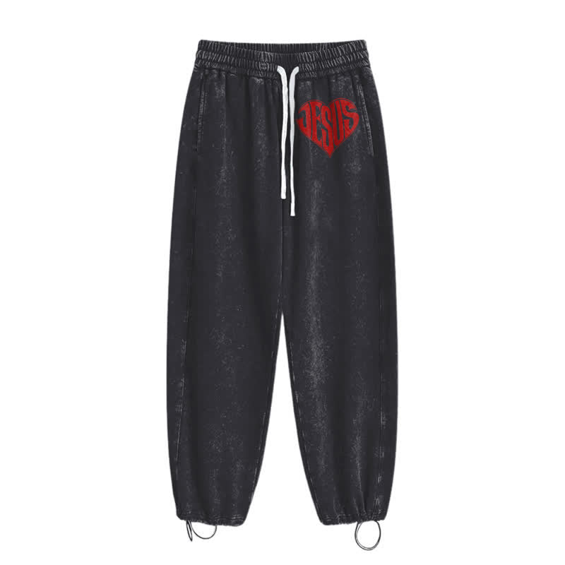 Christianartworkshop Jesus Heart Relaxed Fit Washed Sweatpants - image 10
