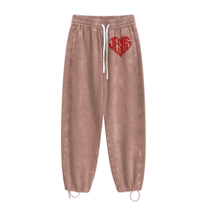 Christianartworkshop Jesus Heart Relaxed Fit Washed Sweatpants - image 34