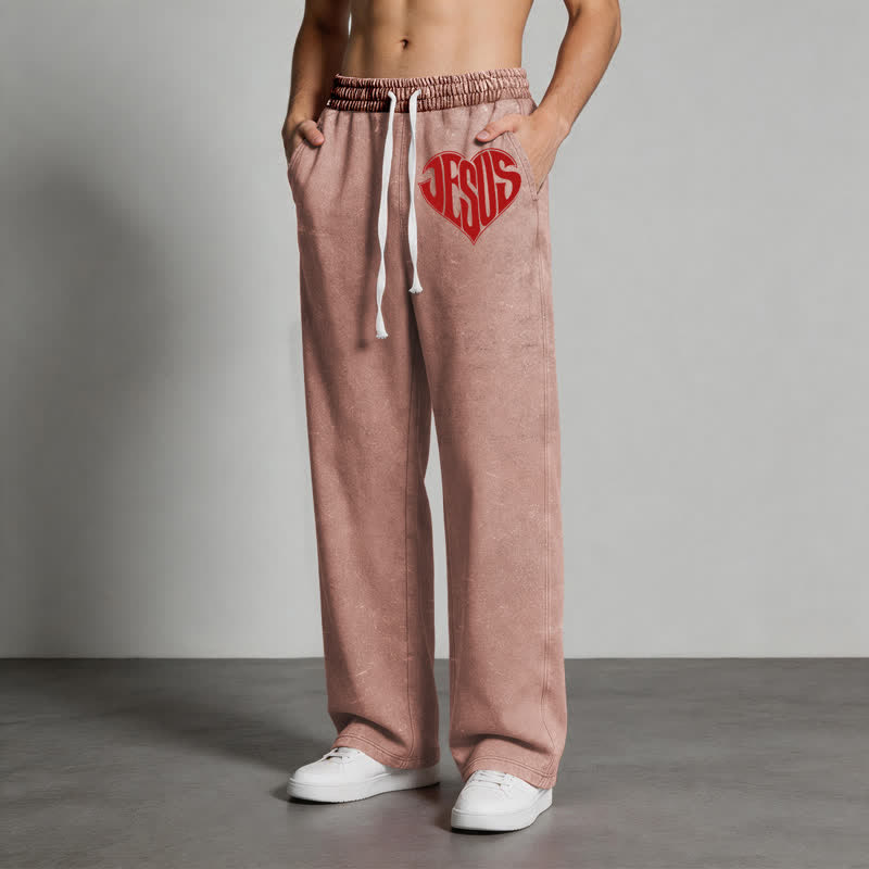 Christianartworkshop Jesus Heart Relaxed Fit Washed Sweatpants - image 36