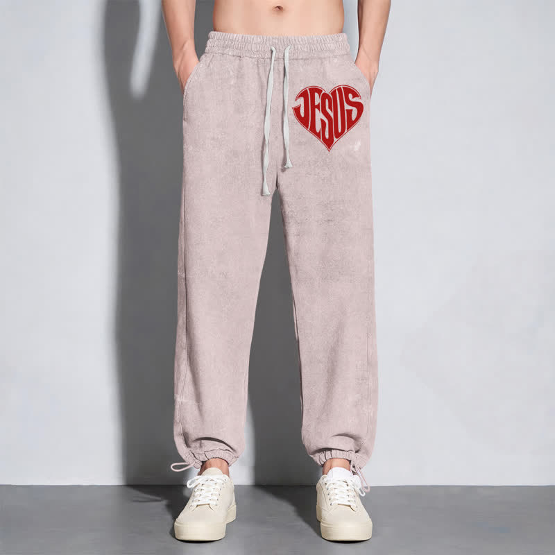 Christianartworkshop Jesus Heart Relaxed Fit Washed Sweatpants - image 22