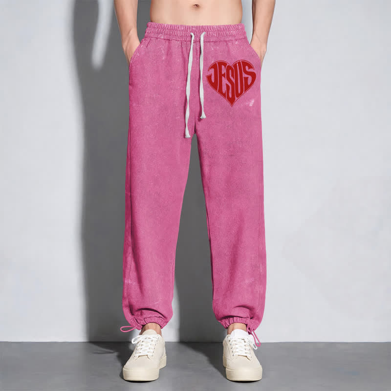 Christianartworkshop Jesus Heart Relaxed Fit Washed Sweatpants - image 46