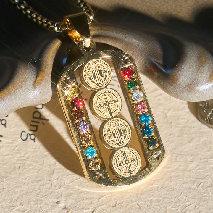 Christianartworkshop Polished St. Benedict Medallion Necklace: Token Of Soothing Daily Spiritual Calm - Golden - image 3