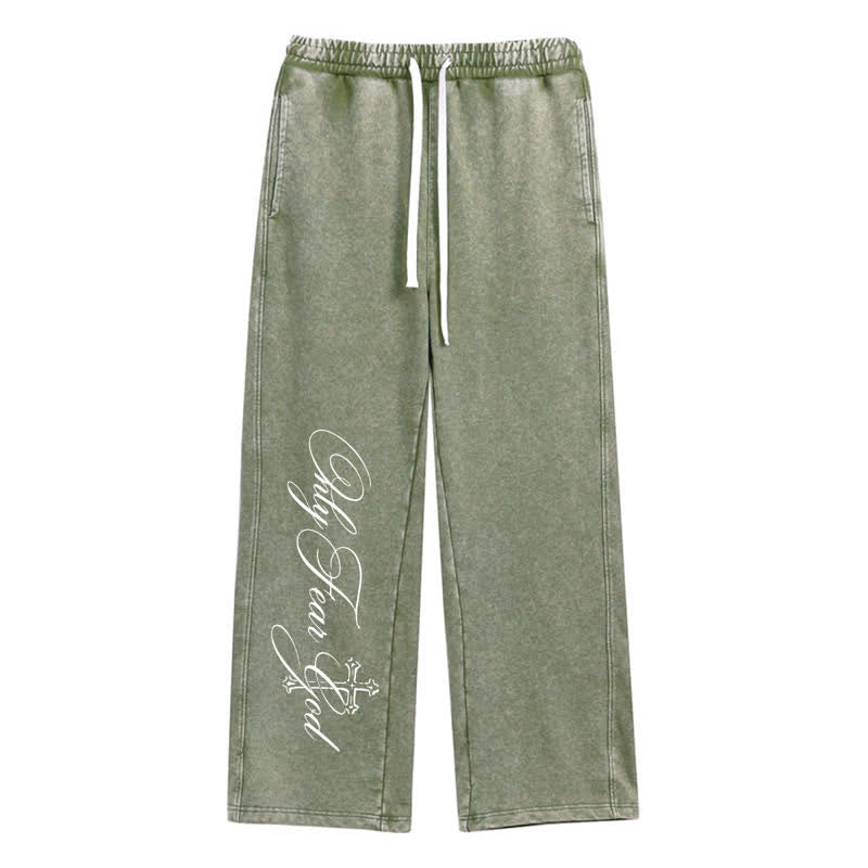 Christianartworkshop Walk By Faith Cross Script Washed Sweatpants - Green - 2XL - image 24