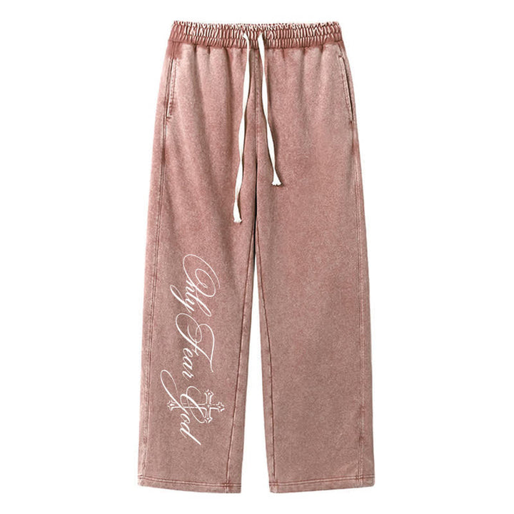 Christianartworkshop Walk By Faith Cross Script Washed Sweatpants - Brown - 2XL - image 32