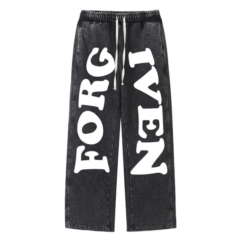 Christianartworkshop Forgiven Statement Wide Leg Washed Sweatpants - Black - 2XL - image 8