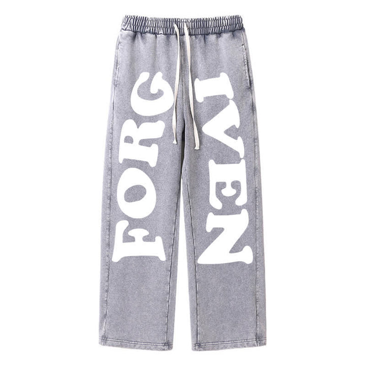 Christianartworkshop Forgiven Statement Wide Leg Washed Sweatpants - Gray - 2XL - image 0