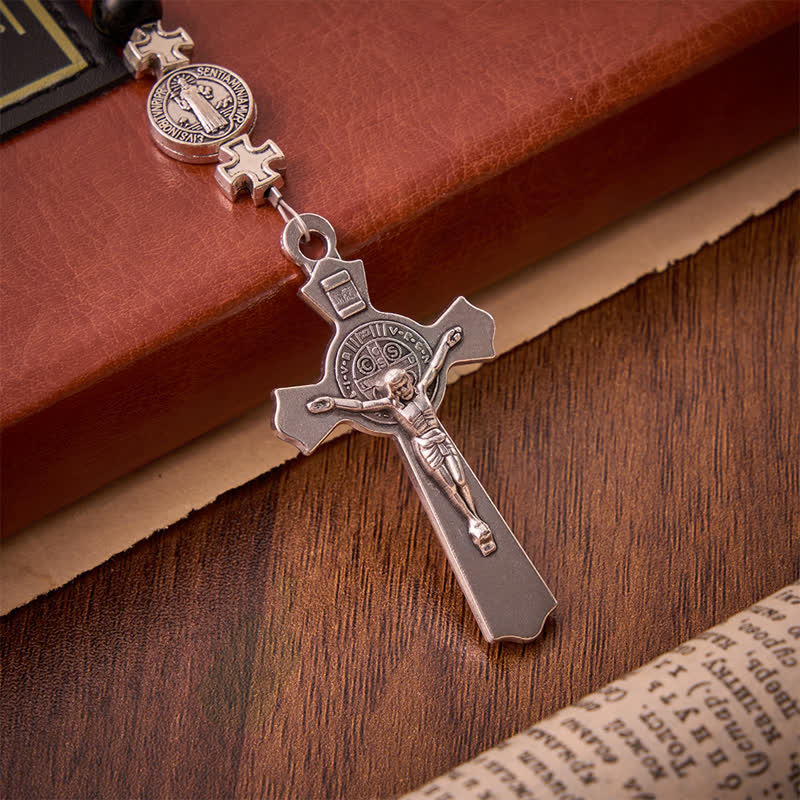 Christianartworkshop Sleek Black Acrylic Bead Rosary with St.Benedict Medals: Emblem of Steadfast Heavenly Safeguard - image 8