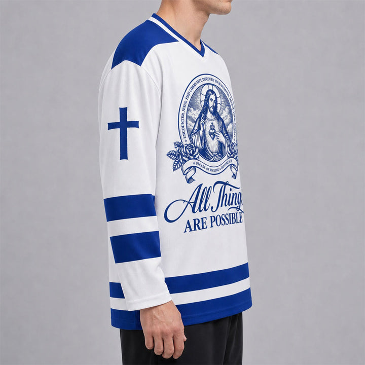 Christianartworkshop All Things Are Possible Jesus Icon Hockey Jersey - image 4