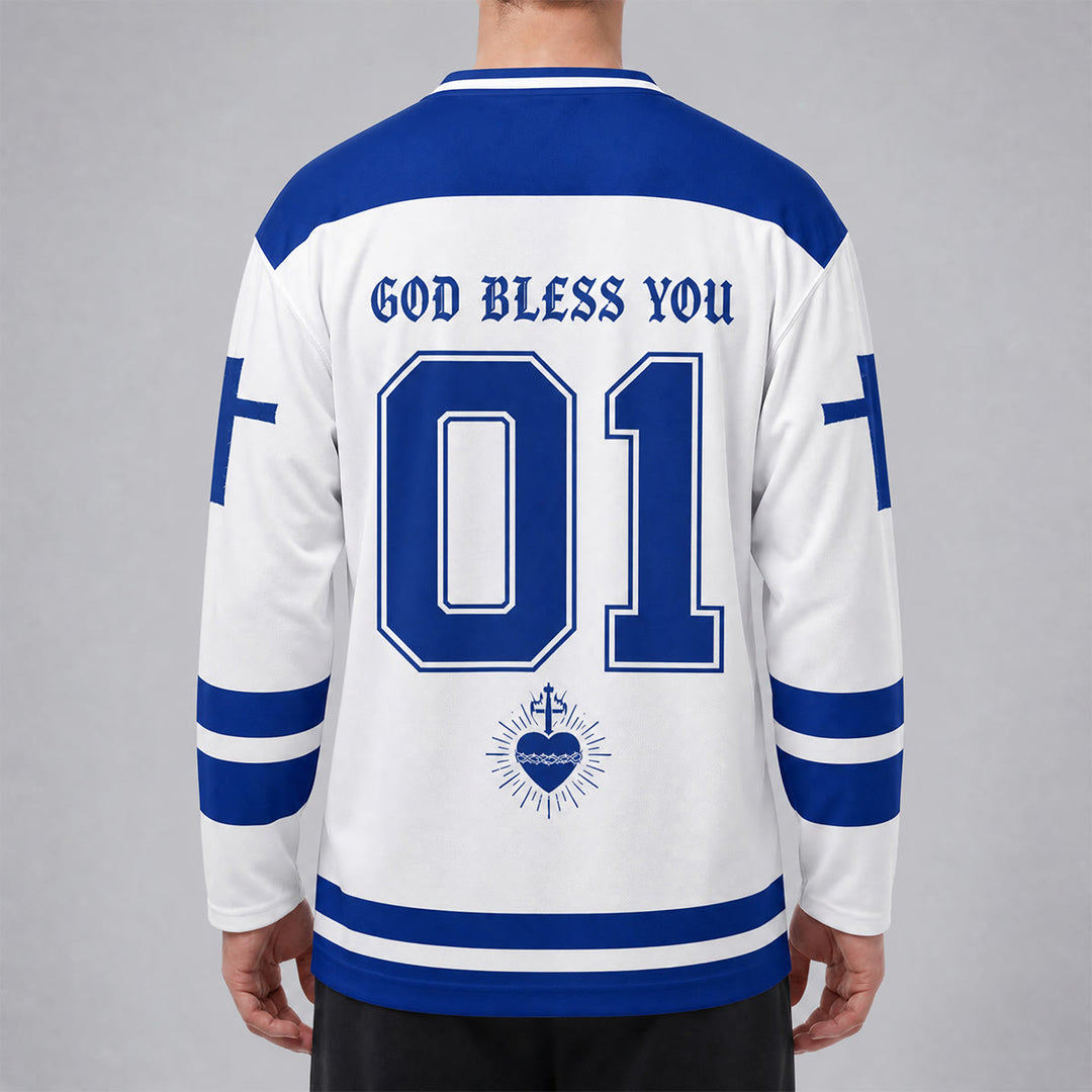 Christianartworkshop All Things Are Possible Jesus Icon Hockey Jersey - image 6