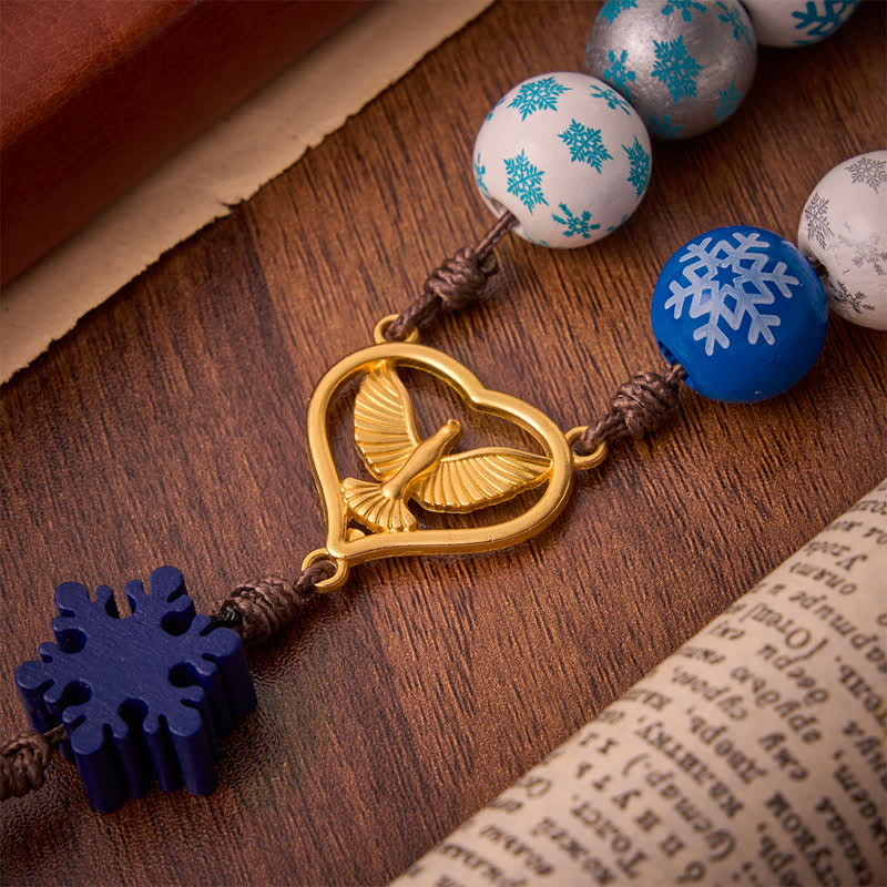 Christianartworkshop Snowflake Wooden Bead Rosary with Holy Spirit Heart Medal: Emblem of Pure Heavenly Serenity - image 7