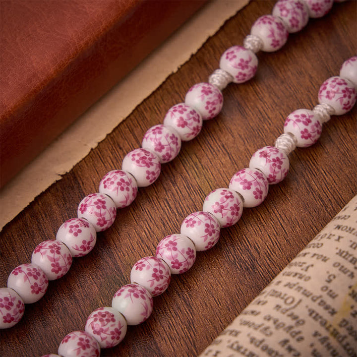 Christianartworkshop Pink Floral Porcelain Bead Rosary with Our Lady of Aparecida Medallion - image 6