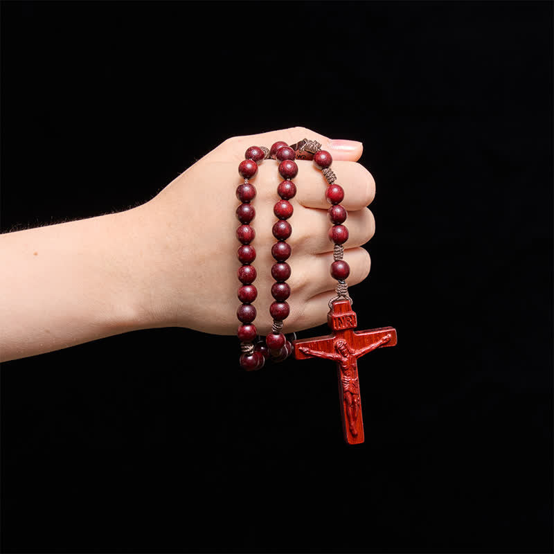 Christianartworkshop Natural Timber Prayer Rosary & Madonna and Child Motif: Token of Abiding Divine Warmth - Padauk - image 3