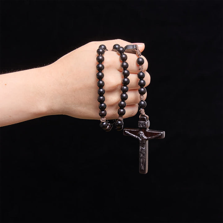 Christianartworkshop Natural Timber Prayer Rosary & Madonna and Child Motif: Token of Abiding Divine Warmth - Ebony - image 21