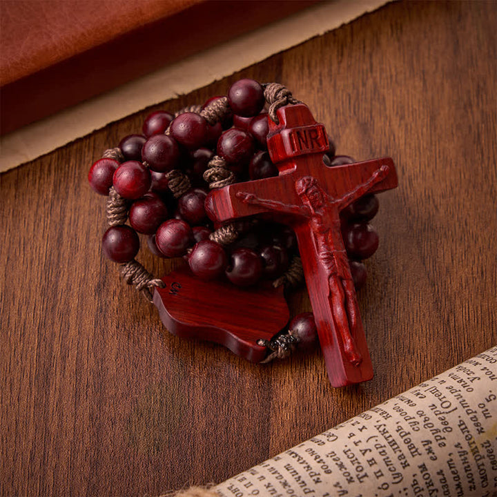 Christianartworkshop Natural Timber Prayer Rosary & Madonna and Child Motif: Token of Abiding Divine Warmth - image 7
