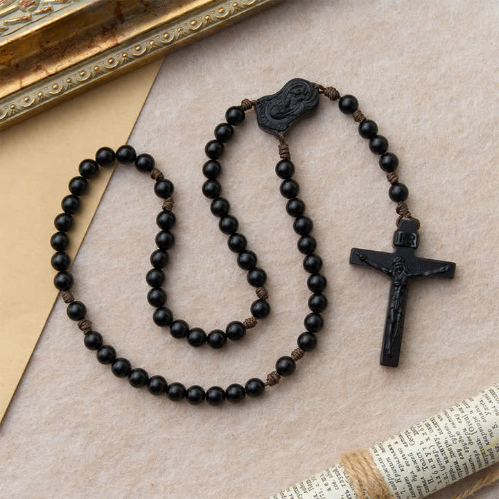 Christianartworkshop Natural Timber Prayer Rosary & Madonna and Child Motif: Token of Abiding Divine Warmth - image 26