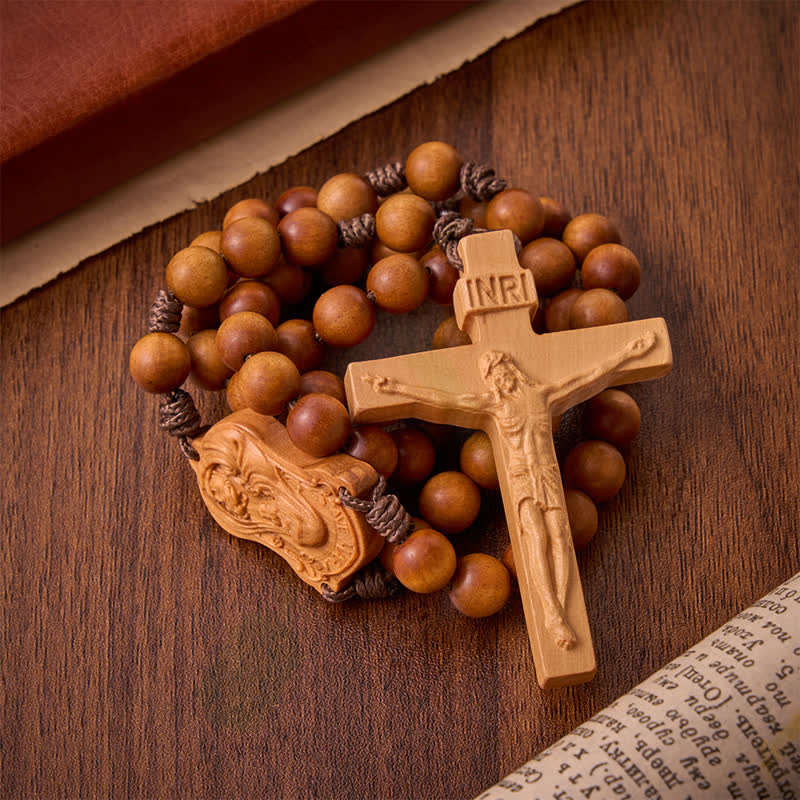 Christianartworkshop Natural Timber Prayer Rosary & Madonna and Child Motif: Token of Abiding Divine Warmth - image 16