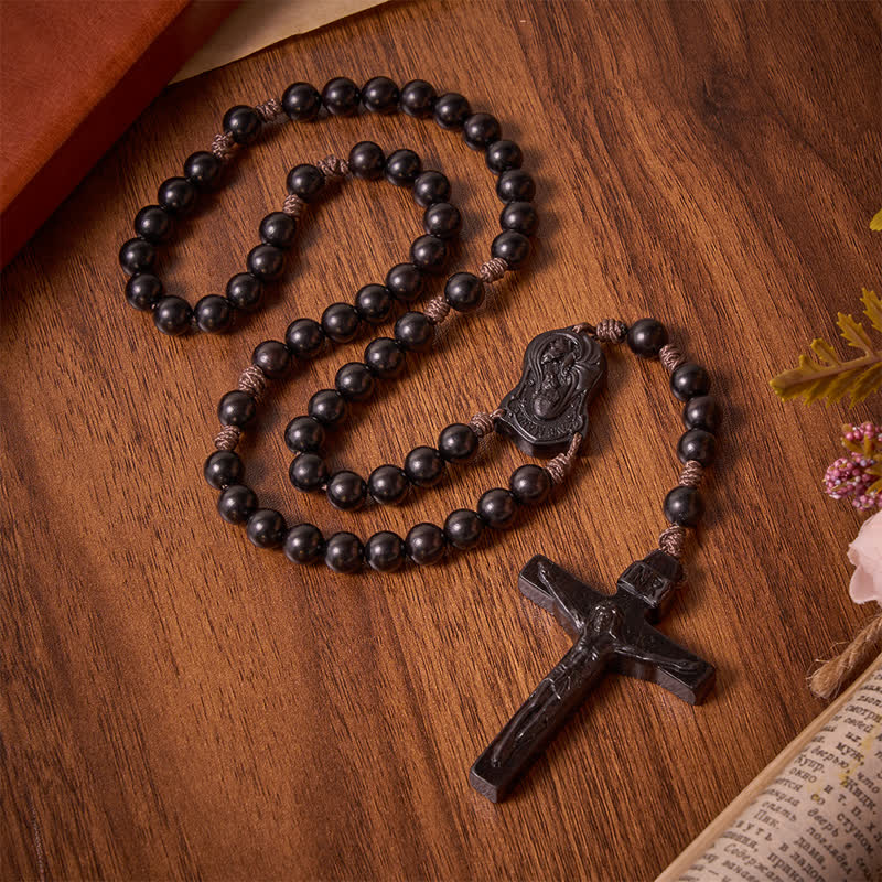 Christianartworkshop Natural Timber Prayer Rosary & Madonna and Child Motif: Token of Abiding Divine Warmth - image 20