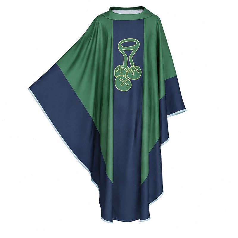 Christianartworkshop Symbolic Multicolored Chasuble with Golden Chalice - Host Elements - image 1