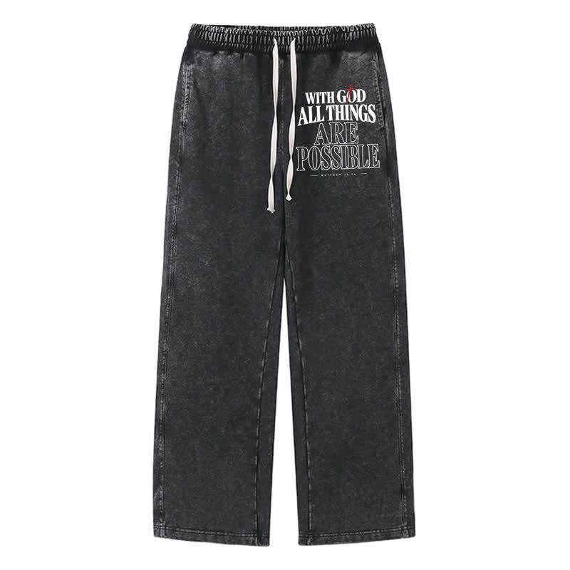 Christianartworkshop With God All Things Are Possible Washed Sweatpants - Black - 2XL - image 8