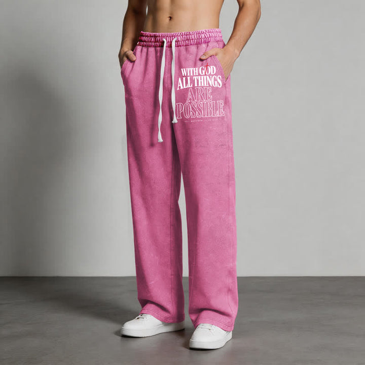 Christianartworkshop With God All Things Are Possible Washed Sweatpants - image 44