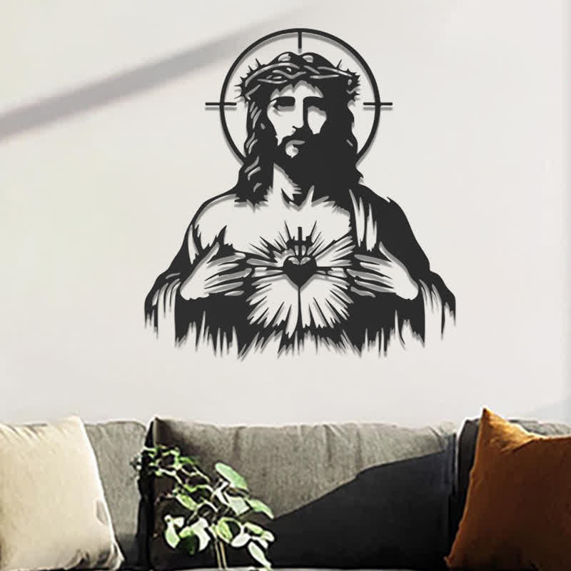 Christianartworkshop Sacred Heart Jesus Crown of Thorns Halo Silhouette Metal Wall Decor: Timeless Emblem of Boundless Divine Compassion - image 5