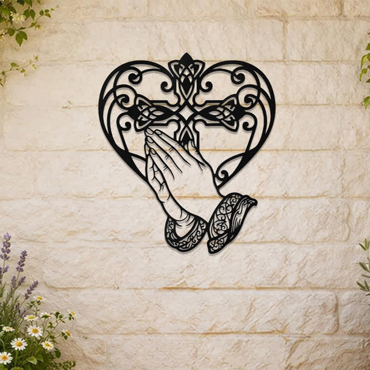 Christianartworkshop Scroll Heart Frame Praying Hands Cross Metal Wall Decor: Timeless Emblem of Sacred Redemptive Grace - image 6