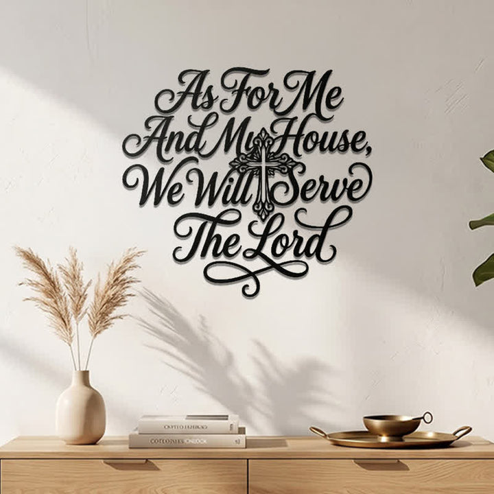 Christianartworkshop Cursive Scripture Cross Family Verse Metal Wall Decor: Timeless Emblem of Sacred Redemptive Grace - image 0