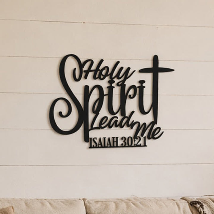 Christianartworkshop Isaiah 30:21 Holy Spirit Lead Me Cross Script Metal Wall Decor: Symbol of Gentle Divine Guidance - image 2