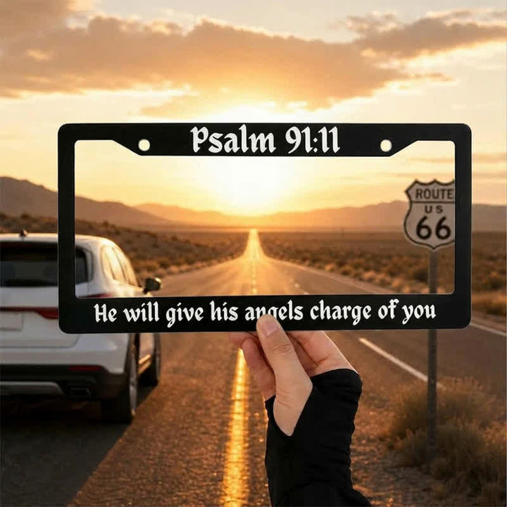 Christianartworkshop Psalm 18:32 Scripture Metal Car Frame: Emblem of Abiding Heavenly Strength - 12.24"*6.26"*0.31"/31.1cm*15.9cm*0.8cm (Standard 6"x12" US plate size) - Psalm 91:11 - image 24