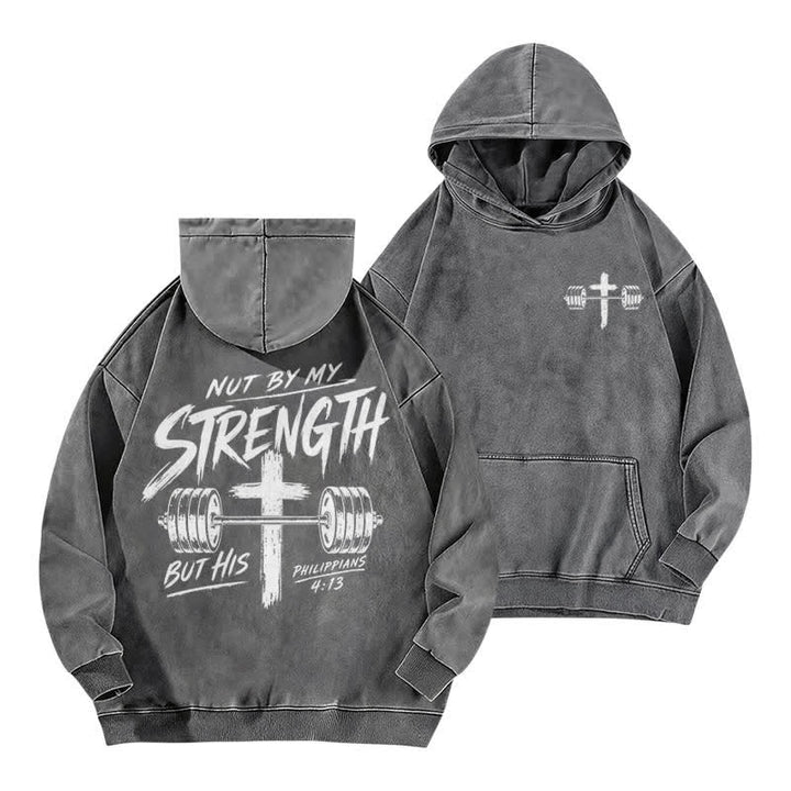 Christianartworkshop Not By My Strength But His Brown Washed Hoodie - Grey - 5XL - image 9