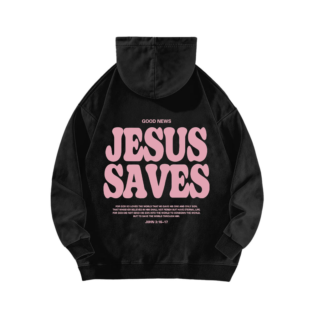 Christianartworkshop Jesus Saves Good News Front And Back Washed Hoodie - image 1