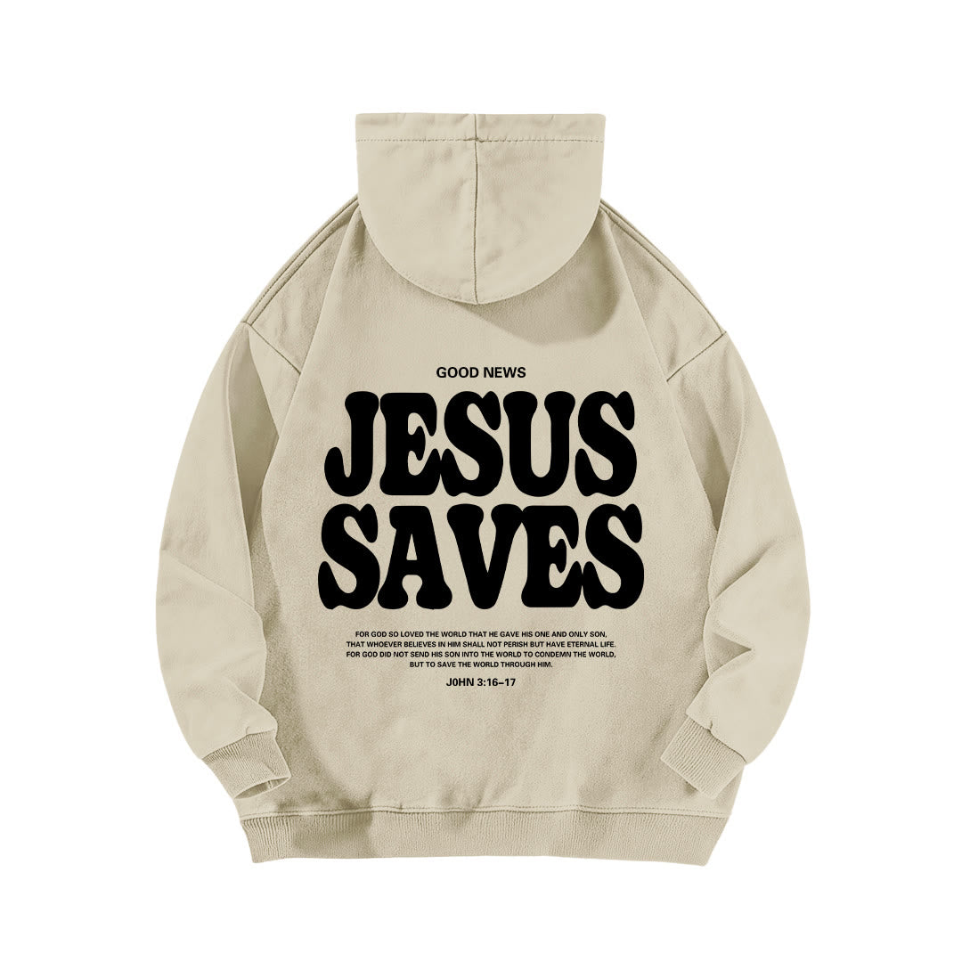 Christianartworkshop Jesus Saves Good News Front And Back Washed Hoodie - image 13